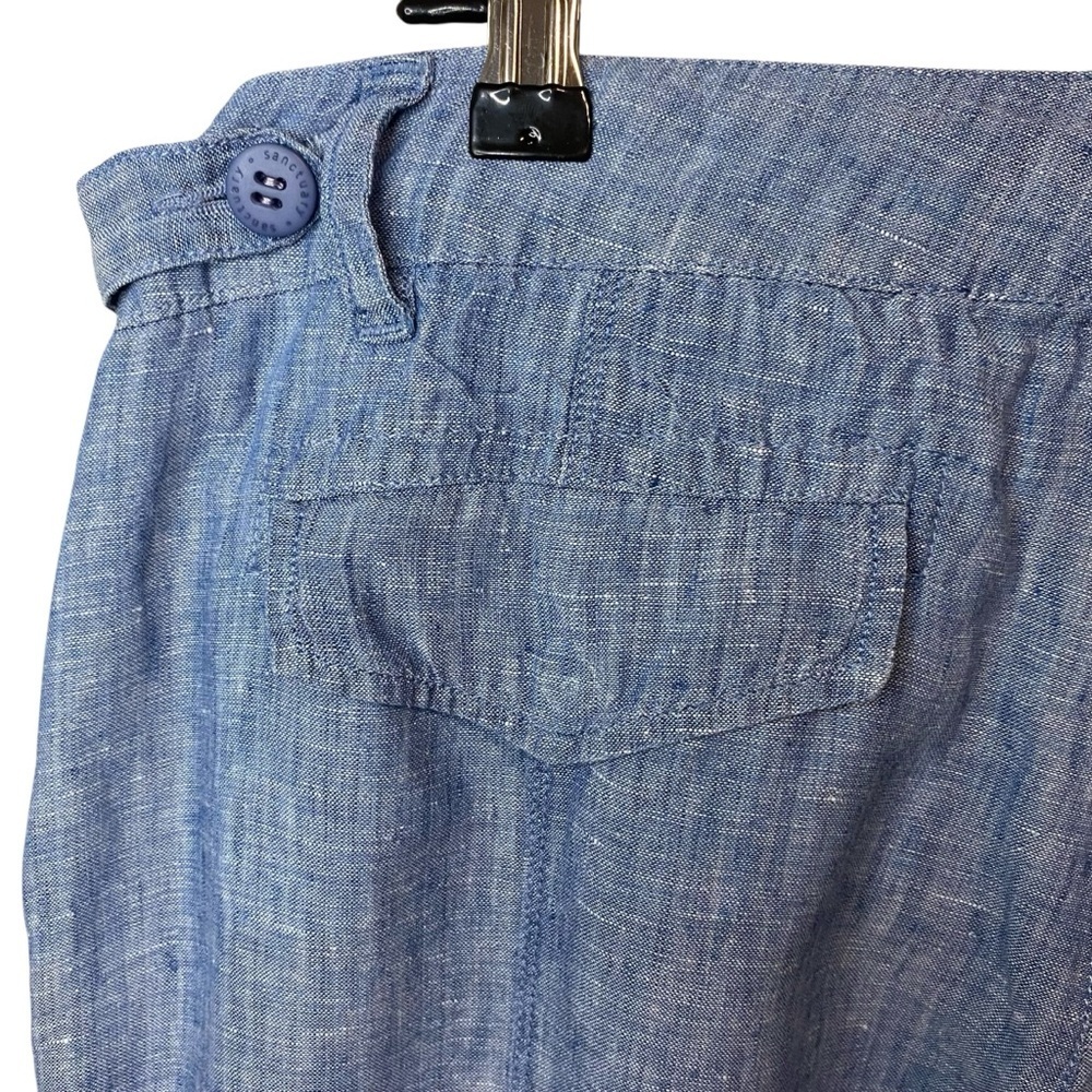 Anthrapologie - Sanctuary - Denim Blue Linen Cargo Crop Pant - 32 China - Picture 6 of 10